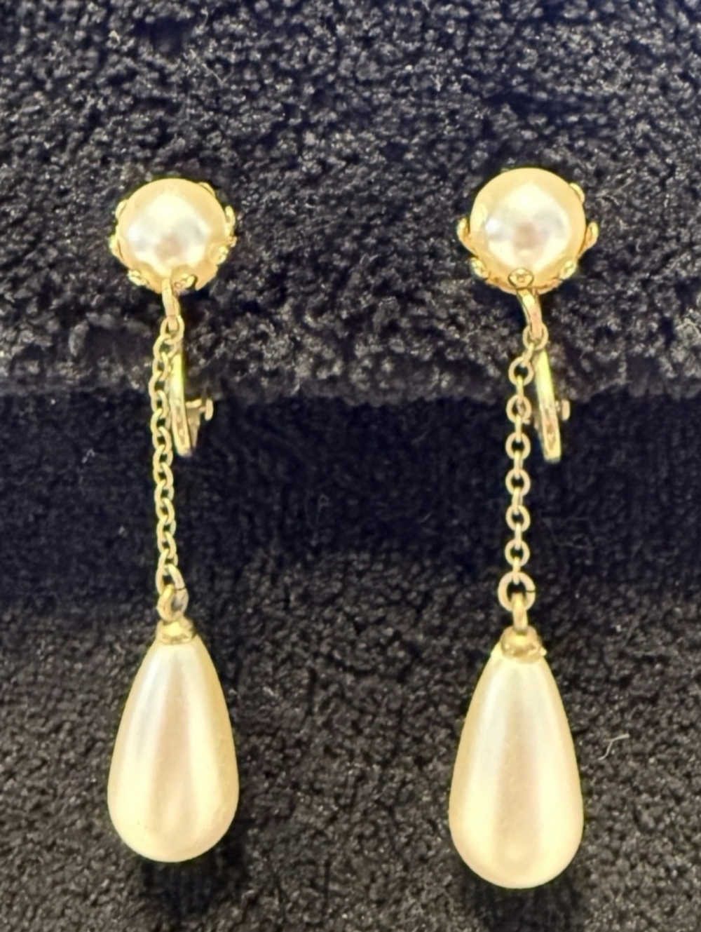 Gold-Tone Pearl Drop Clip-On Earrings - Classic Women Jewelry